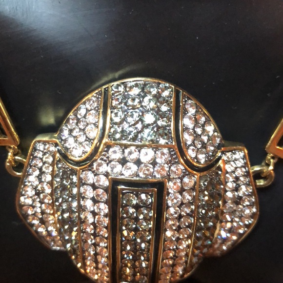 AKKAD Crystal Pave Gold Tone & Black Enamel Statement Necklace - Picture 6 of 16